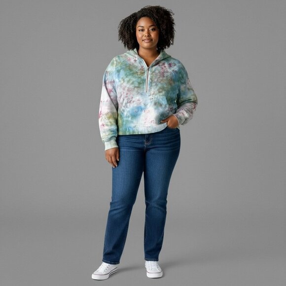 Lululemon Scuba Oversized Tie Dye Half-Zip Hoodie M/L Unique Blend Of Blues & Gr - Picture 1 of 3